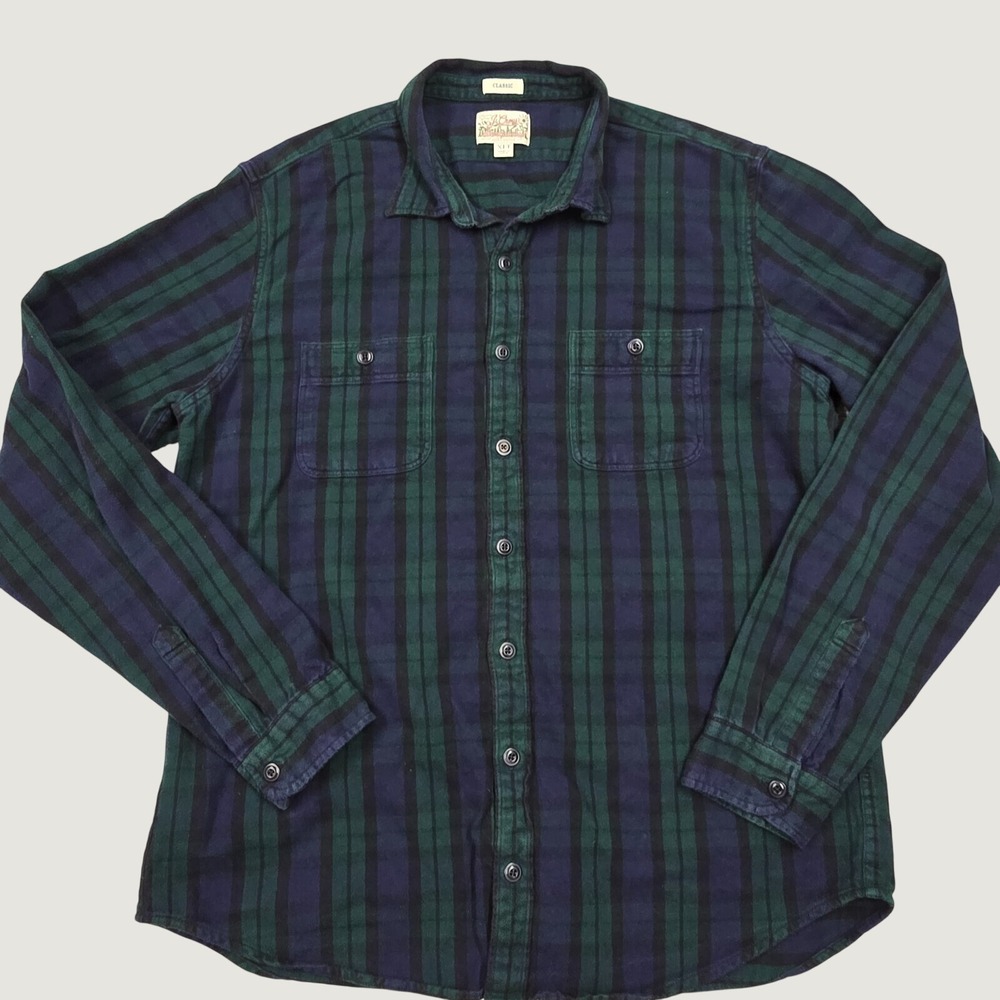 J. Crew Mid-Weight Flannel Shirt Mens XLT Black Watch Tartan Plaid Classic